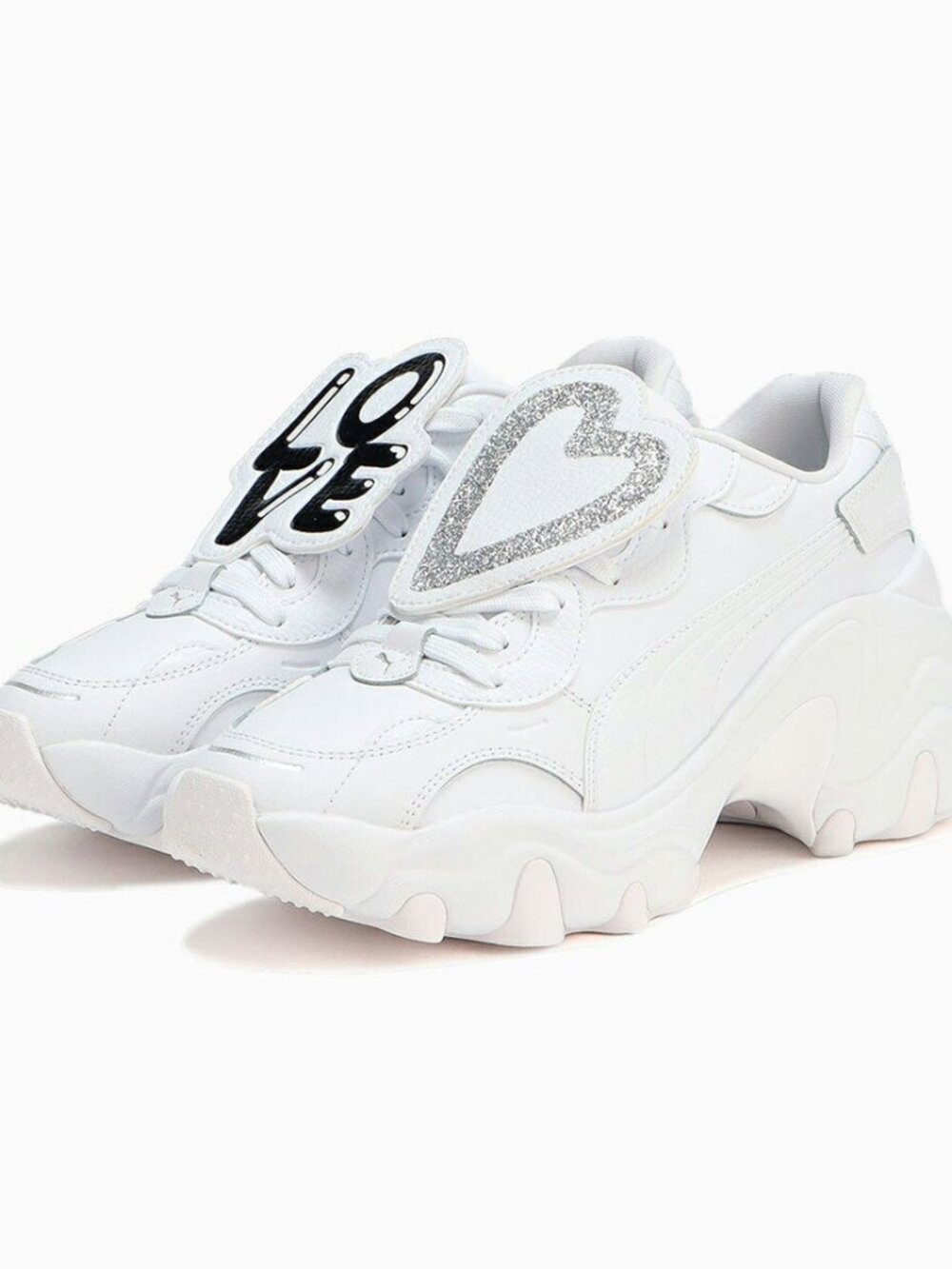 NEW Puma Pulsar Wedge sneakers white love patch sz 7.5